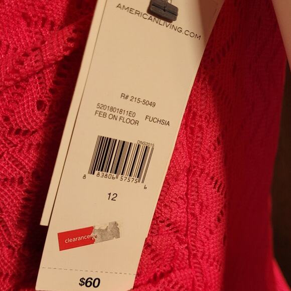 NWT American Living Fuchsia Pink Eyelet Lace Dress Womens 12 Sleeveless Modest - Picture 5 of 10